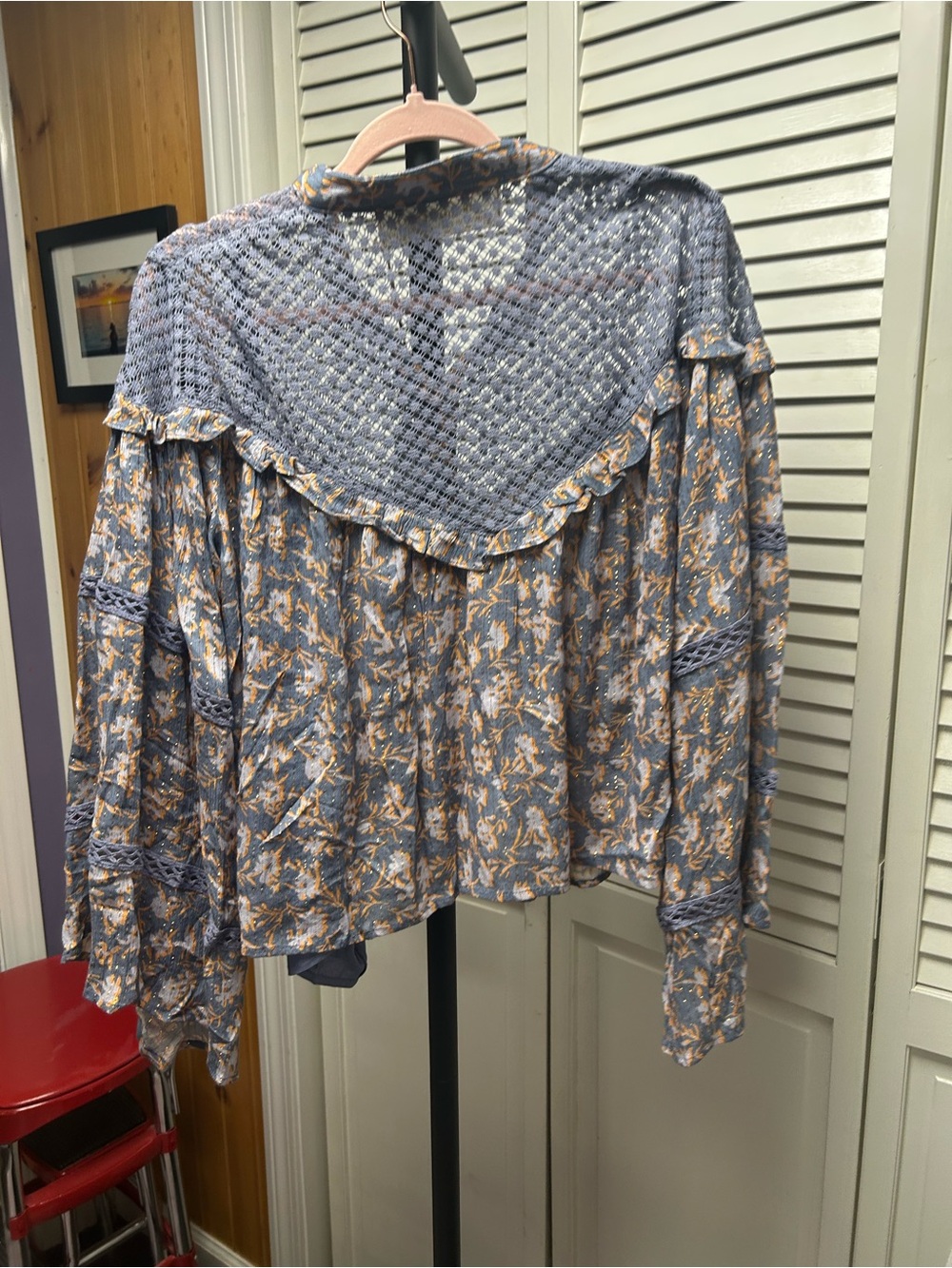Boho Lavender Floral Peasant Blouse - Women Tops - Picture 8 of 8